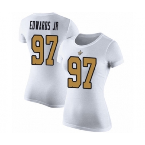 Football Women's New Orleans Saints #97 Mario Edwards Jr White Rush Pride Name & Number T-Shirt
