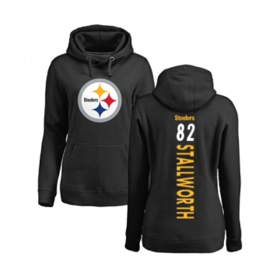 Football Women's Pittsburgh Steelers #82 John Stallworth Black Backer Pullover Hoodie