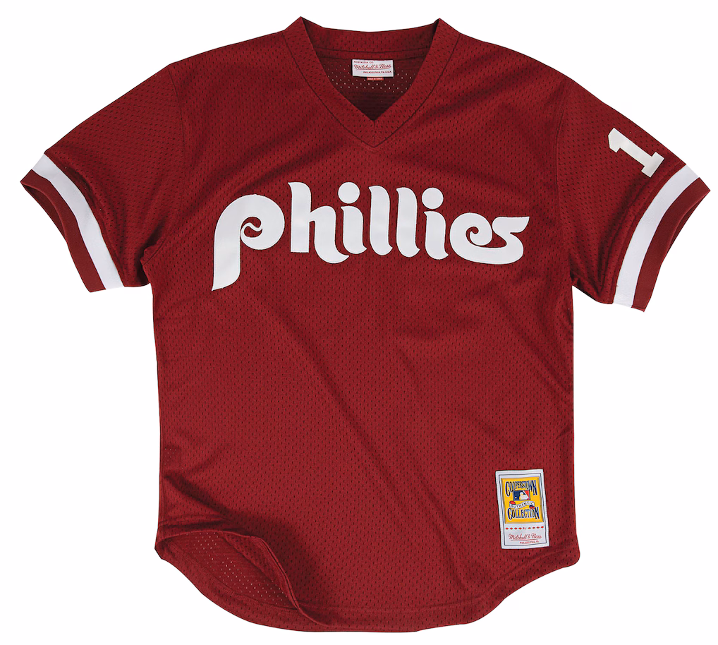 Men's Philadelphia Phillies Darren Daulton Mitchell & Ness Scarlet Authentic Batting Practice Jersey