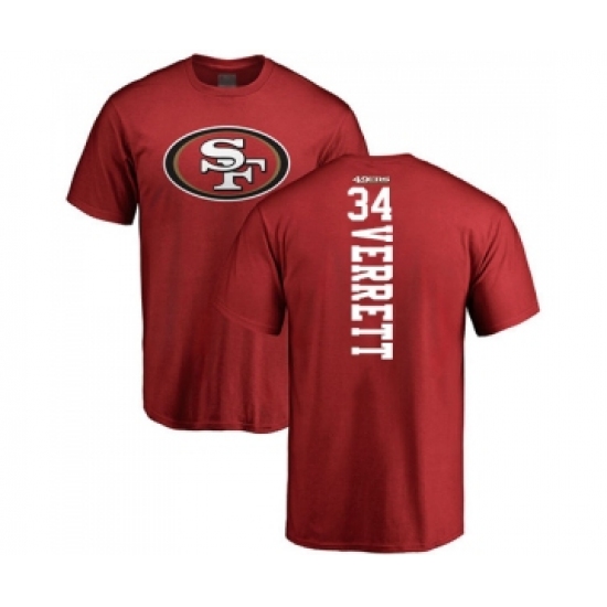 Football San Francisco 49ers #34 Jason Verrett Red Backer T-Shirt