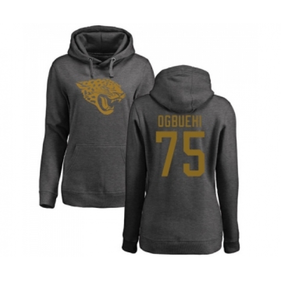 Football Women's Jacksonville Jaguars #75 Cedric Ogbuehi Ash One Color Pullover Hoodie