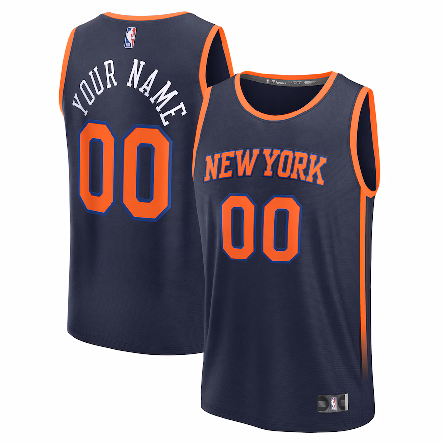 Youth New York Knicks Fanatics Navy Fast Break Custom Replica Jersey - Statement Edition
