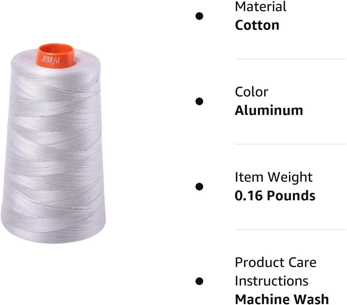 Aurifil 50wt Cotton Thread 6,452yd-Aluminum - Curated Treasures Market