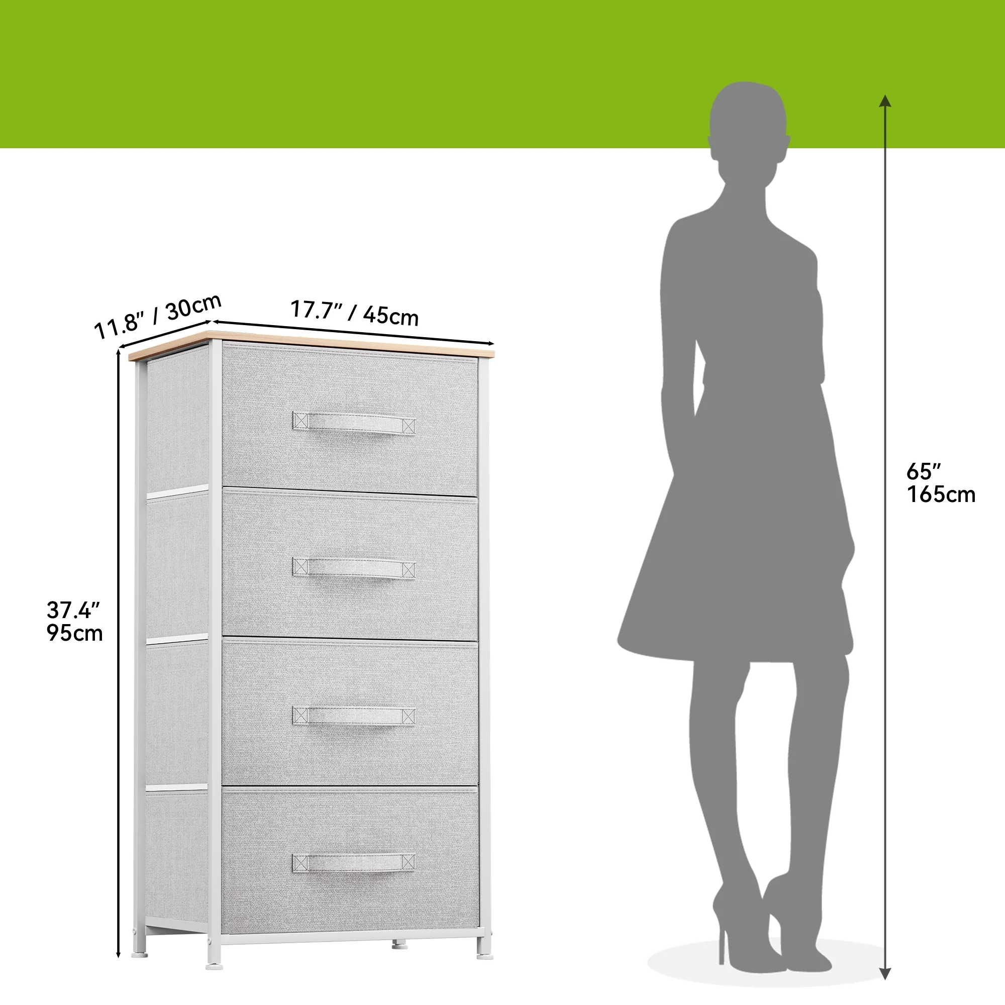 Dextrus Chest 4 Drawers Bedside Dresser Furniture Organizer for Bedroom Office, Light Gray - Curated Treasures Market