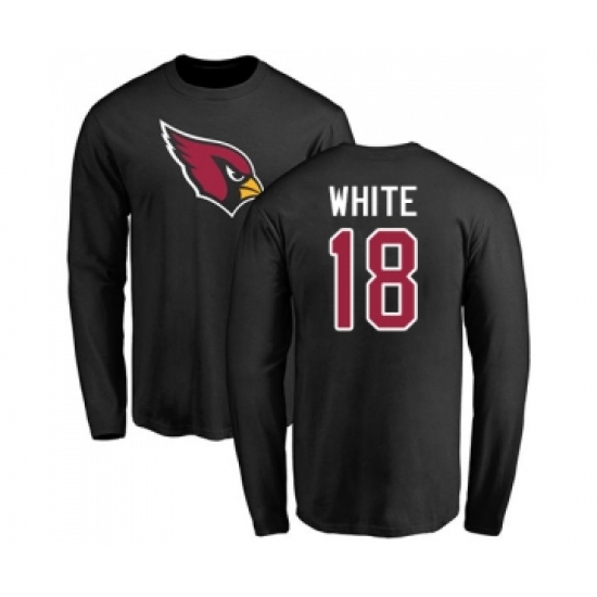 Football Arizona Cardinals #18 Kevin White Black Name & Number Logo Long Sleeve T-Shirt