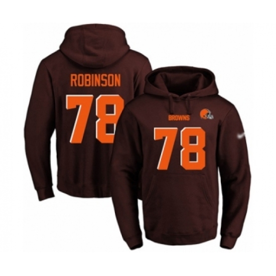 Football Men's Cleveland Browns #78 Greg Robinson Brown Name & Number Pullover Hoodie