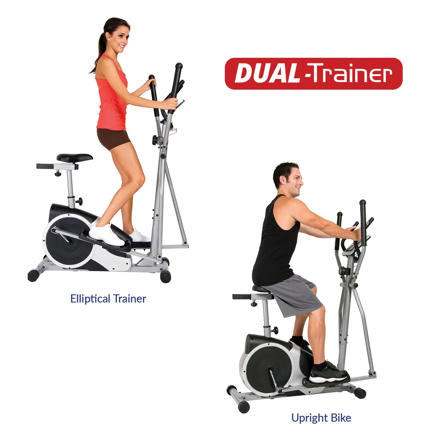 Body Champ BRM2720 Cardio Dual Trainer, 12.5 Stride, Heart Rate, Max. Wt 250 lbs.
