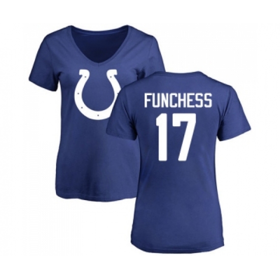 Football Women's Indianapolis Colts #17 Devin Funchess Royal Blue Name & Number Logo T-Shirt
