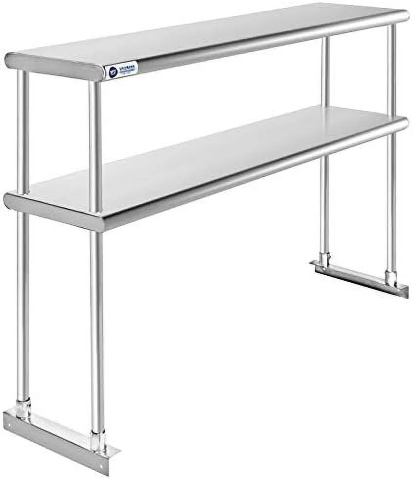 xrboomlife NSF Stainless Steel Commercial 2 Tier Double Overshelf 72 in. x 12 in. for Kitchen Prep & Work Table - Curated Treasures Market