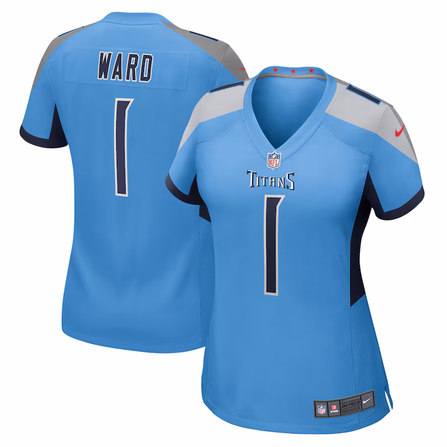 Women's Tennessee Titans Cameron Ward Nike Light Blue 2025 NFL Draft First Round Pick  Game Jersey