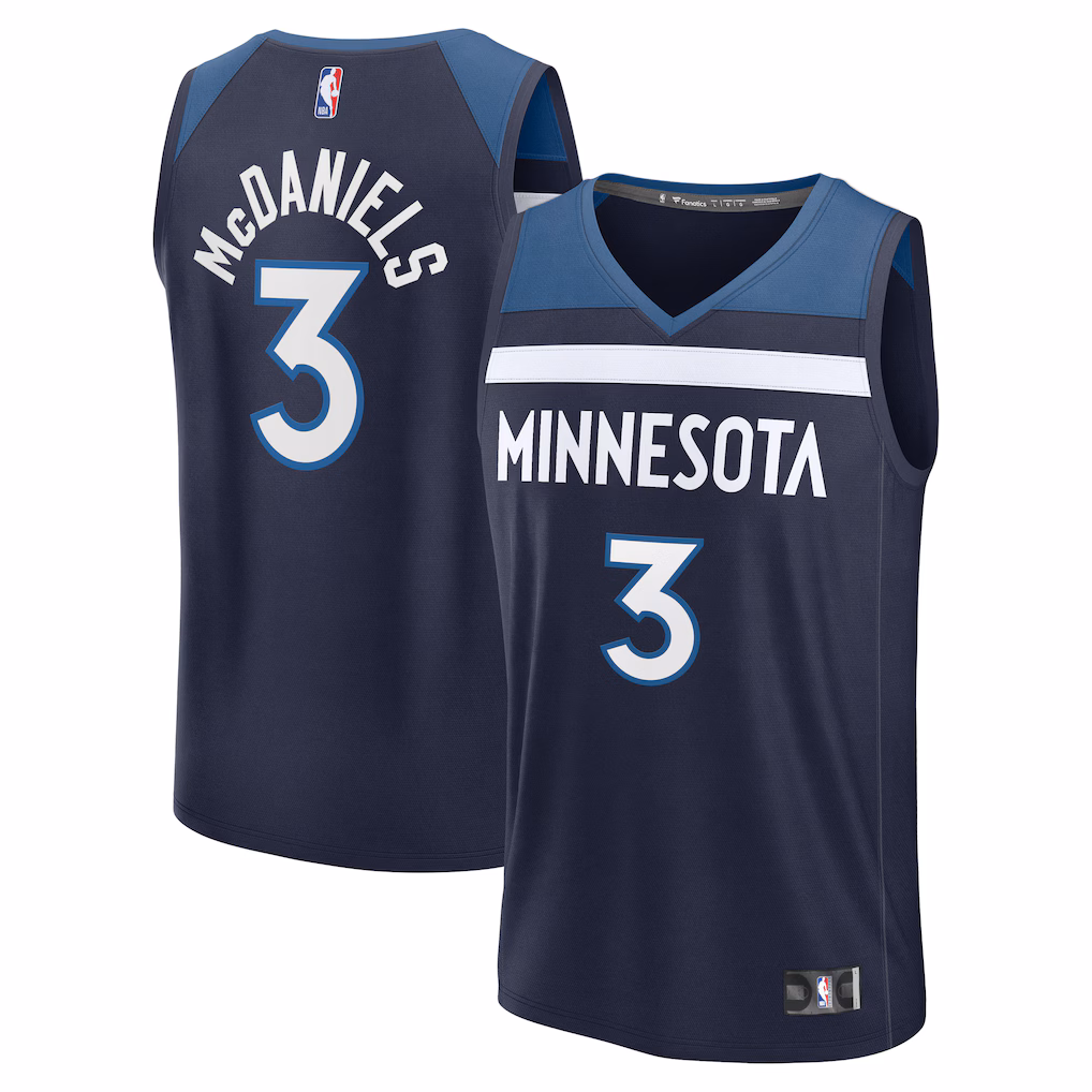 Men's Minnesota Timberwolves Jaden McDaniels Fanatics Navy Fast Break Replica Jersey - Icon Edition