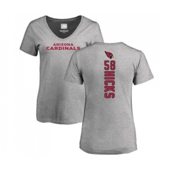 Football Women's Arizona Cardinals #58 Jordan Hicks Ash Backer V-Neck T-Shirt