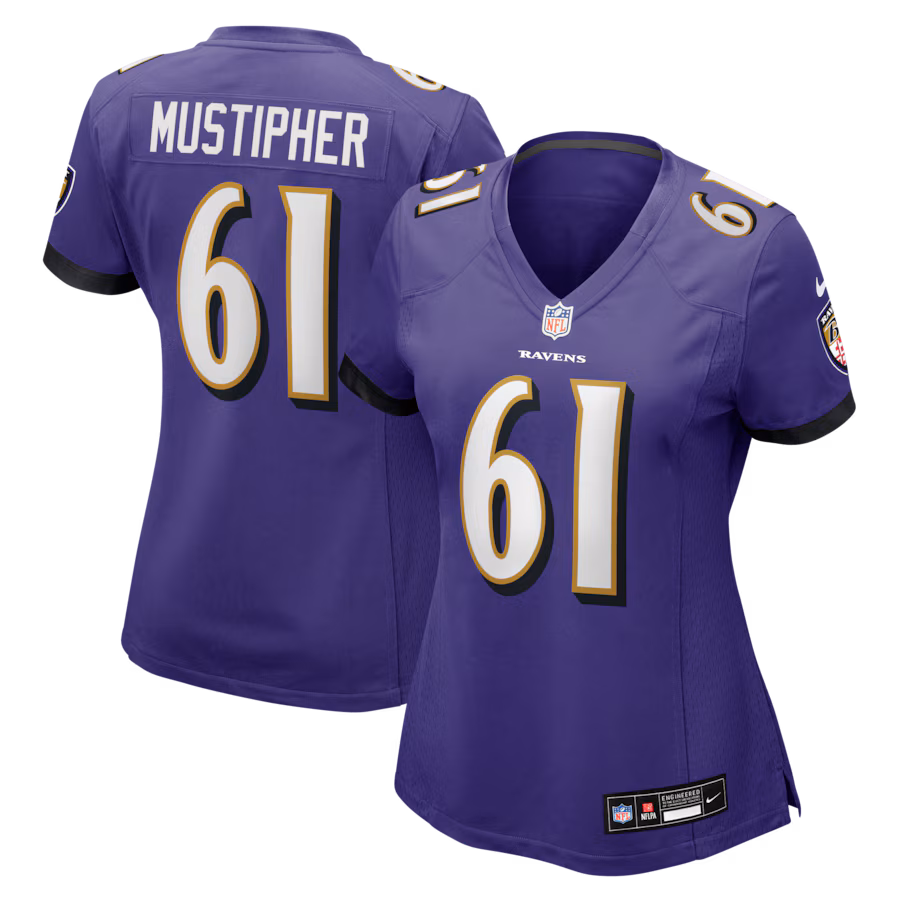 Women's Baltimore Ravens Sam Mustipher Nike Purple Team Game Jersey