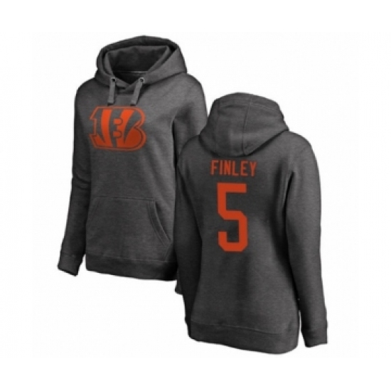 Football Women's Cincinnati Bengals #5 Ryan Finley Ash One Color Pullover Hoodie