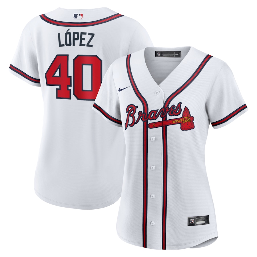 Women's Atlanta Braves Reynaldo Lopez Nike White Home Replica Jersey
