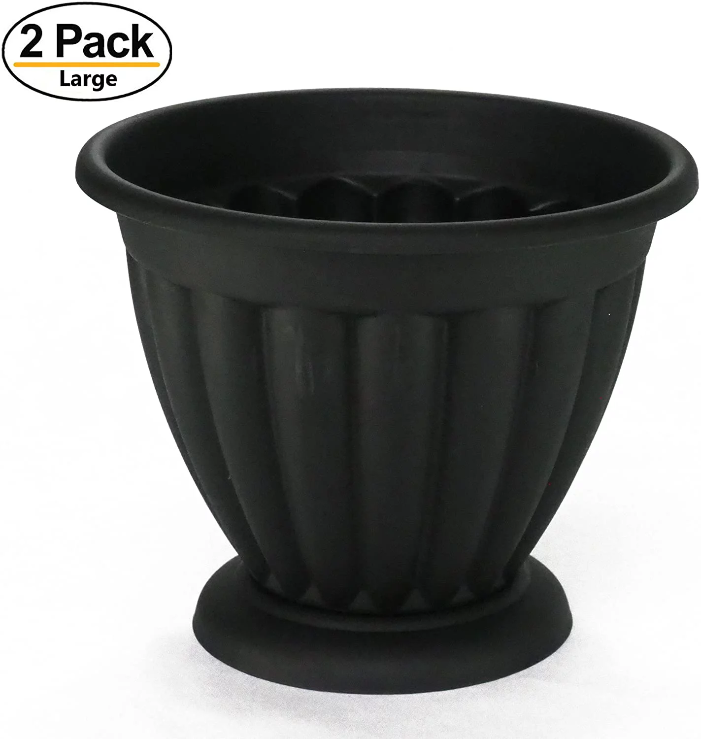 Set of 2 Large Combination Rustic Look Plastic Planter with Set of 2 Tray/Saucers Heavy Duty Base, Flowerpot Nursery for Garden Patio Office Ornaments Home Decor Long Lasting Reusable Light Weight - Curated Treasures Market