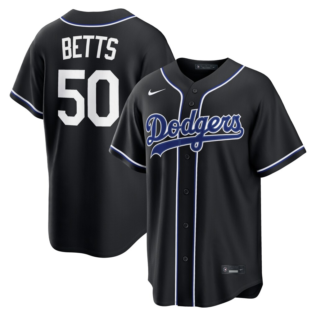 Men's Los Angeles Dodgers Mookie Betts Nike Fashion Replica Black Out Jersey