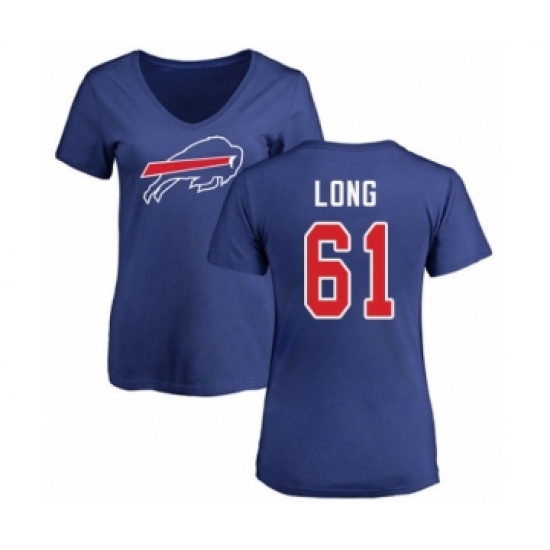 Football Women's Buffalo Bills #61 Spencer Long Royal Blue Name & Number Logo T-Shirt