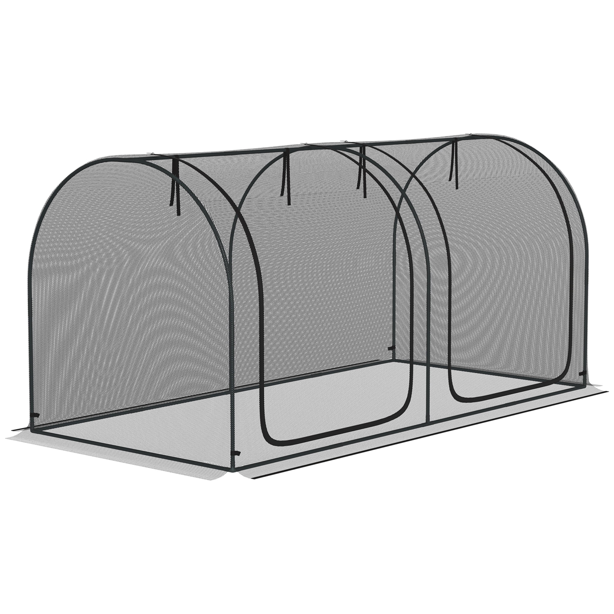 Outsunny 8 x 4ft Crop Cage with Two Zippered Doors and Storage Bag, Black - Curated Treasures Market