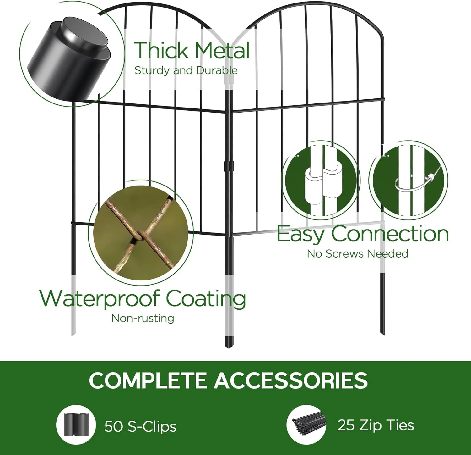 TLKJ Garden Fence  Total 20ft(L) x 24in(H) Garden Fencing TLKJ Barrier  19 Pcs Rustproof Metal Fence Panels  Black TLKJ Dig Fence  Decorative Garden Fences and Borders for Dogs  Flower Be - Curated Treasures Market