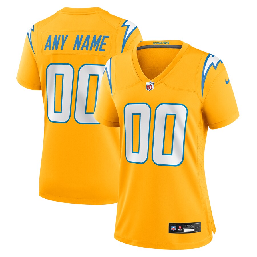 Women's Los Angeles Chargers Nike Gold Alternate Charger Power Game Custom Jersey
