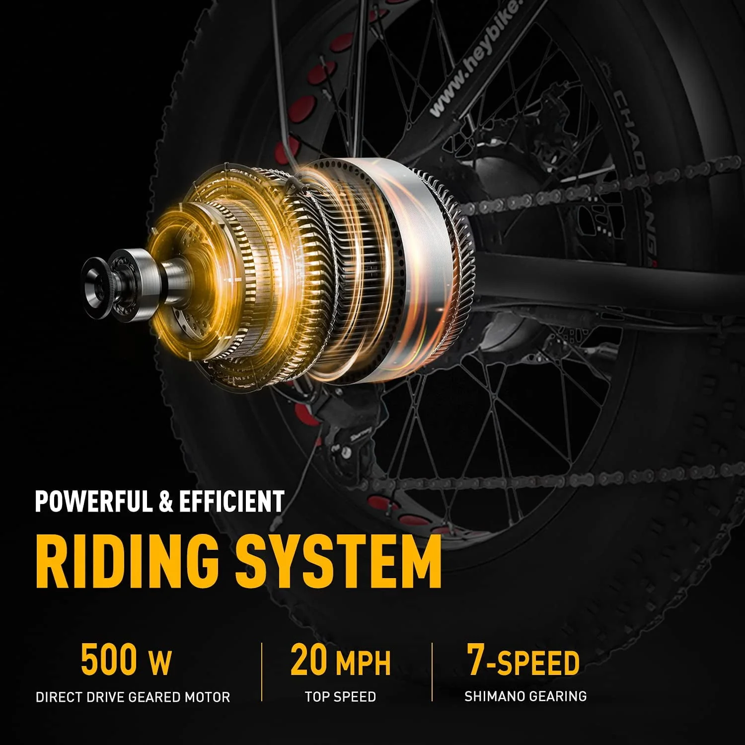 Heybike Mars Electric Bike for Adults, Foldable 20 x 4.0 Fat Tire Electric Bicycle with 500W Motor, 48V 12.5AH Removable Battery, Shimano 7 Speed Commuting Hybrid Ebike