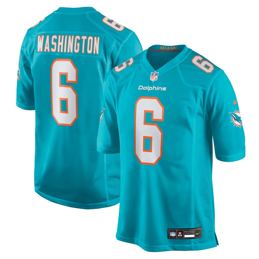 Men's Miami Dolphins Malik Washington Nike Aqua Team Game Jersey