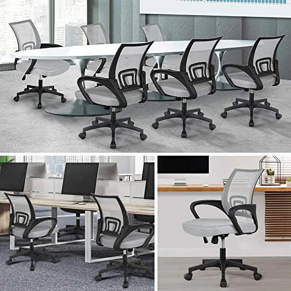 ZWNLKQG Office Chair Mid Back Swivel Lumbar Support Desk Chair  Height Adjustable Computer Ergonomic Mesh Chair with Armrest Black  2-Pack - Curated Treasures Market