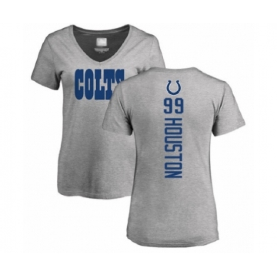 Football Women's Indianapolis Colts #99 Justin Houston Ash Backer T-Shirt