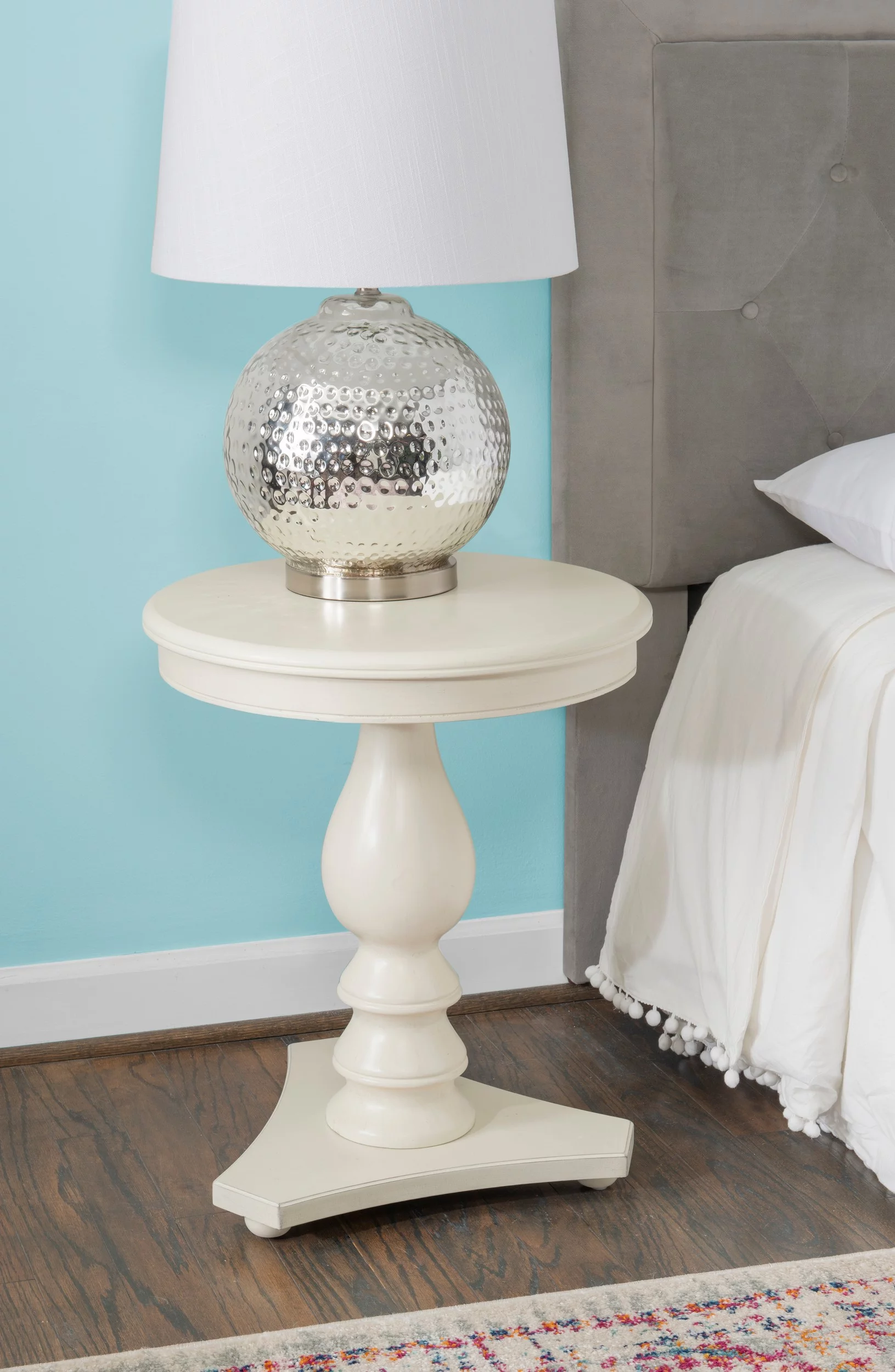 Powell Stanton Pedestal Accent Side Table, White - Curated Treasures Market