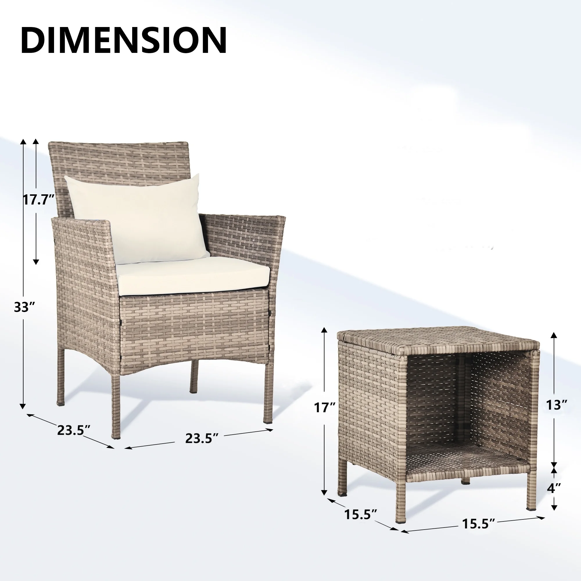 Tappio Patio Conversation Bistro Set Outdoor Chat Furniture Porch Balcony Furniture Set ( Set of 3) - 33