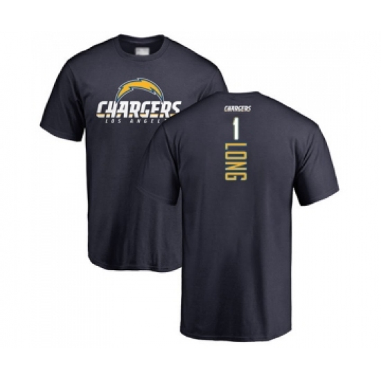 Football Los Angeles Chargers #1 Ty Long Navy Blue Backer T-Shirt
