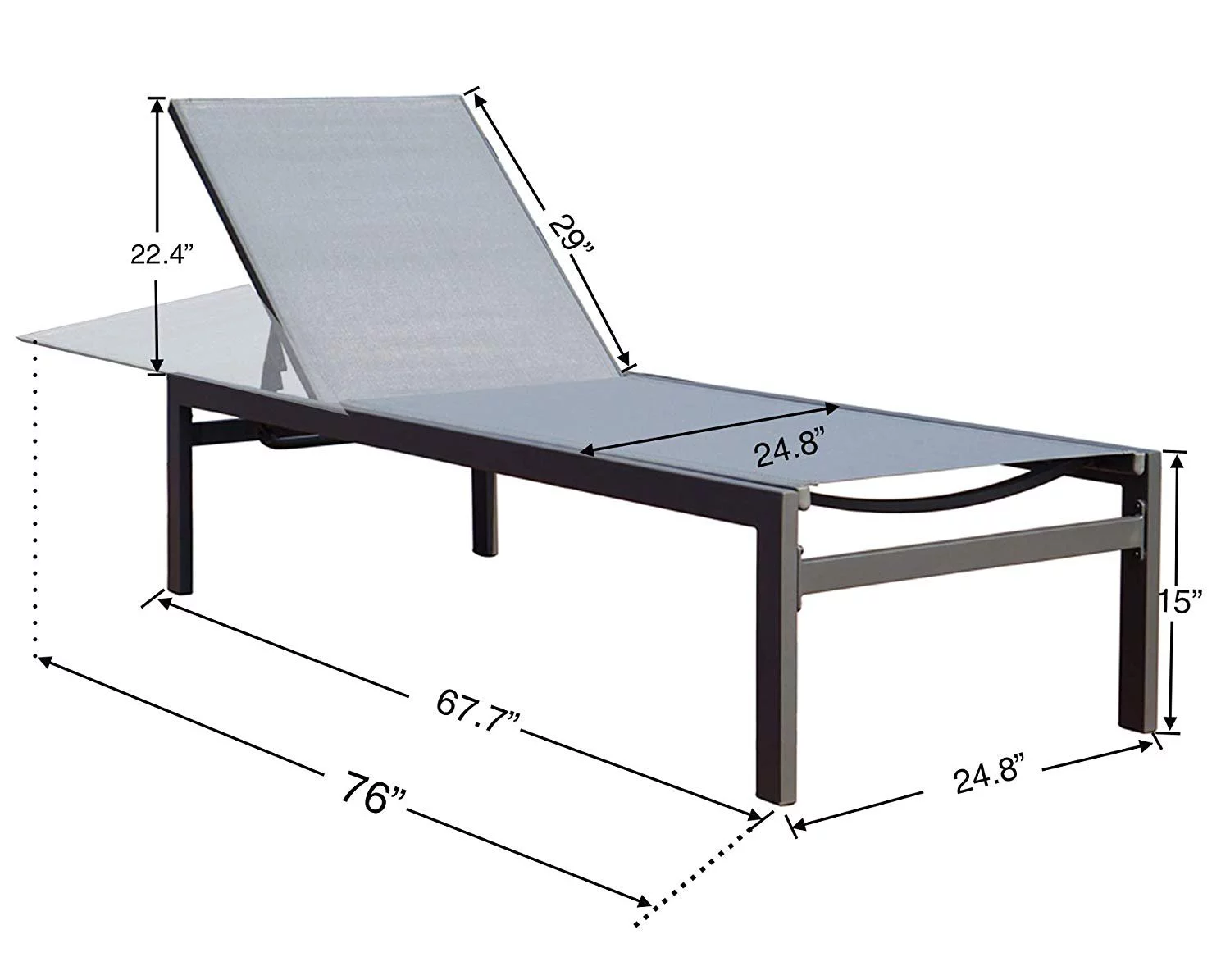 Kozyard 	Aluminum Patio Reclinging Adustable Chaise Lounge ( Grey ) - Curated Treasures Market