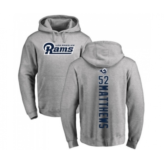 Football Los Angeles Rams #52 Clay Matthews Ash Backer Pullover Hoodie