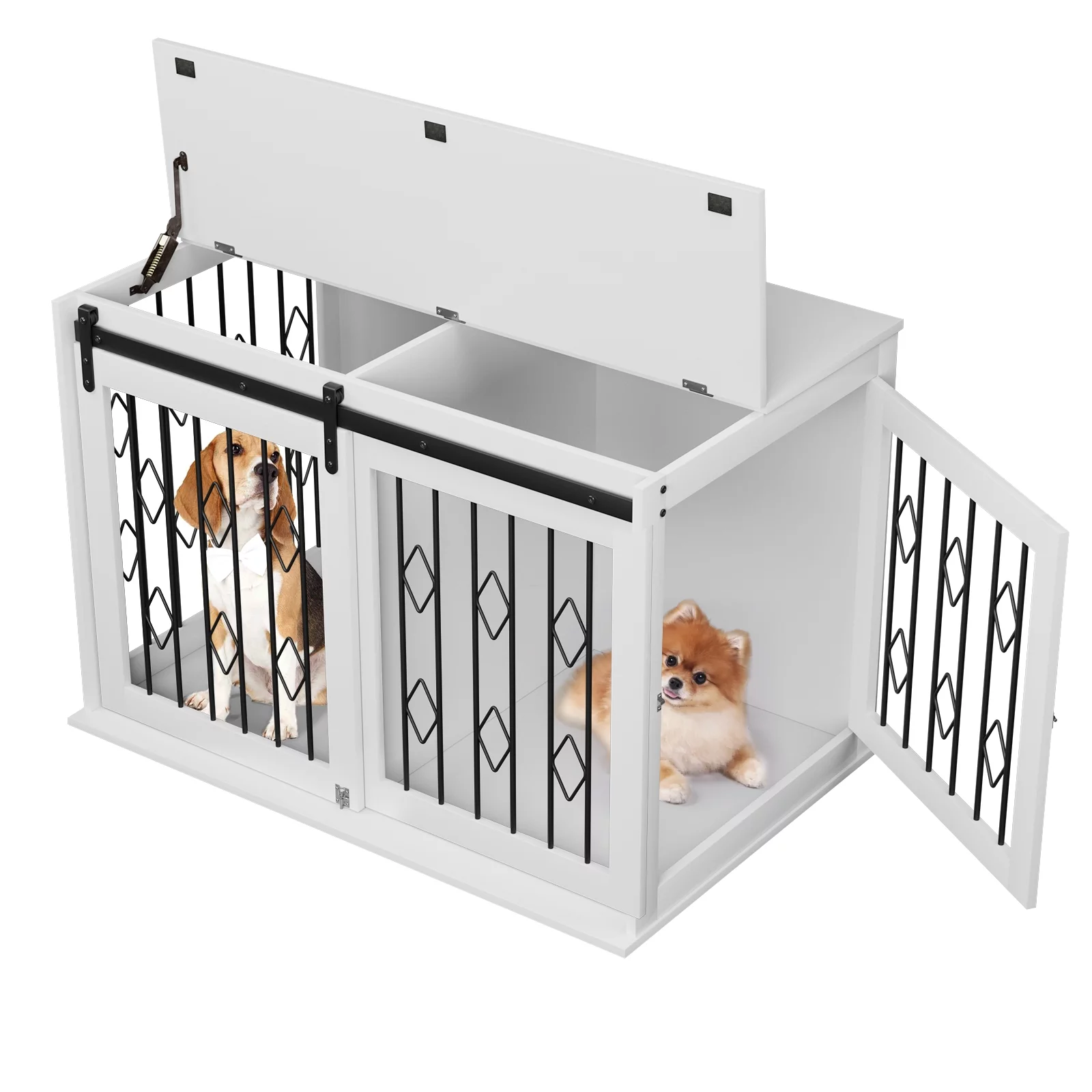 Pirecart Dog Crate Furniture with Sliding Barn Door, 39in Large Dog Kennel Furniture with Flip Top - Curated Treasures Market
