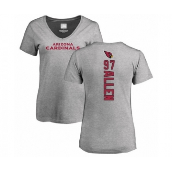 Football Women's Arizona Cardinals #97 Zach Allen Ash Backer V-Neck T-Shirt