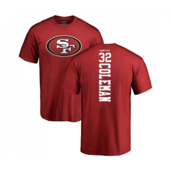 Football San Francisco 49ers #32 Tevin Coleman Red Backer T-Shirt