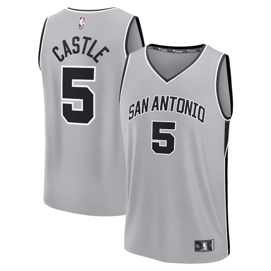 Men's San Antonio Spurs Stephon Castle Fanatics Silver Fast Break Jersey - Statement Edition