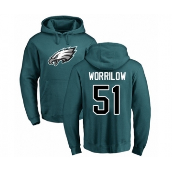 Philadelphia Eagles #51 Paul Worrilow Green Name & Number Logo Pullover Hoodie