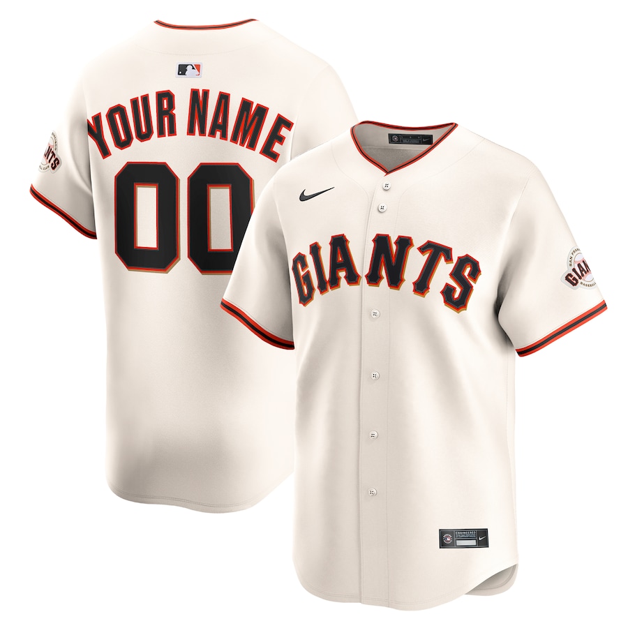 Youth San Francisco Giants Nike Cream Home Custom Limited Jersey