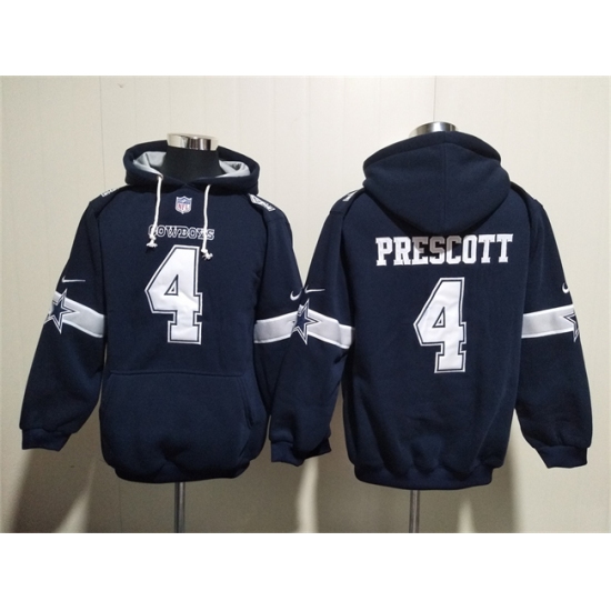Men's Dallas Cowboys #4 Dak Prescott Navy Ageless Must-Have Lace-Up Pullover Hoodie