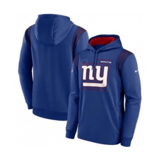 Men's New York Giants 2021 Royal Sideline Logo Performance Pullover Hoodie
