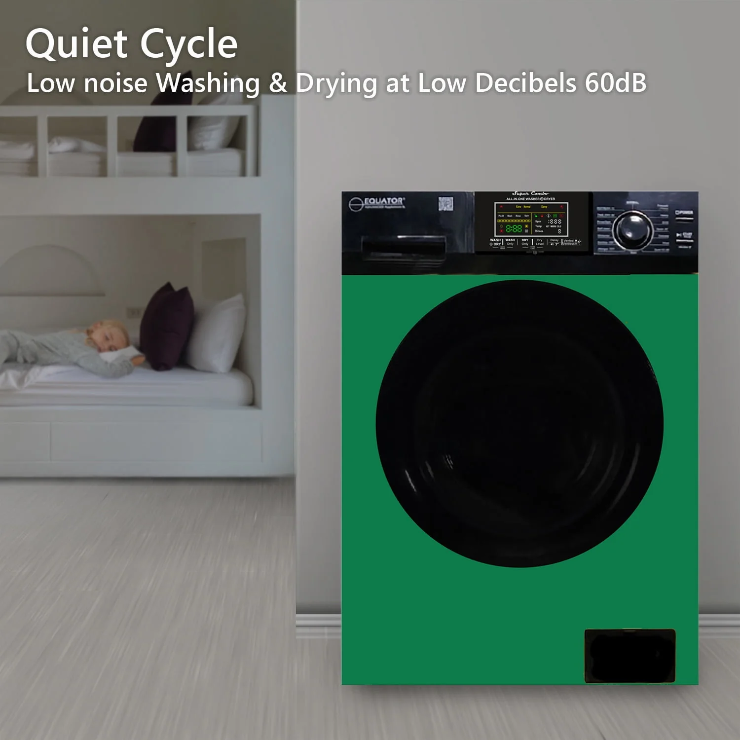 Equator Digital Compact 110V Vented/Ventless 18 lbs Combo Washer Dryer 1400 RPM + Laundry Pedestal with Drawer