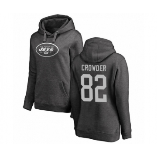 Football Women's New York Jets #82 Jamison Crowder Ash One Color Pullover Hoodie