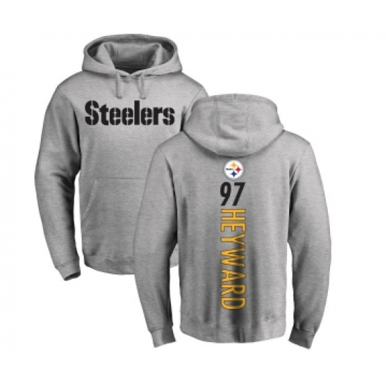 Football Pittsburgh Steelers #97 Cameron Heyward Ash Backer Pullover Hoodie
