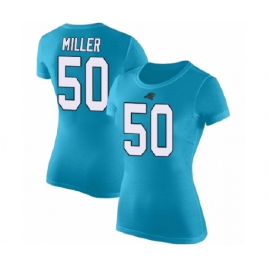 Football Women's Carolina Panthers #50 Christian Miller Blue Rush Pride Name & Number T-Shirt