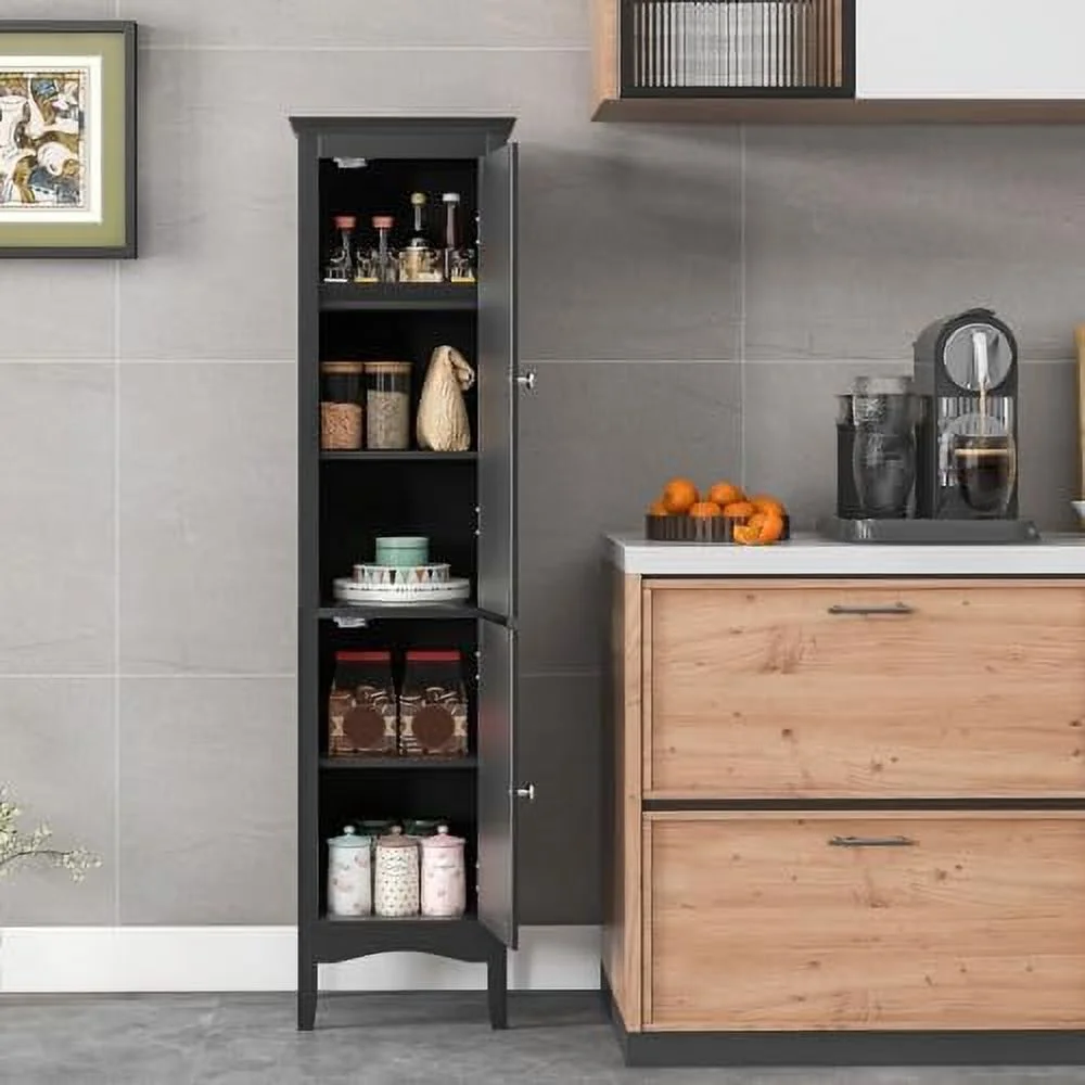 SQFHV Bathroom  Cabinet  Narrow Tall Bathroom Cabinet with 3-Position Adjustable   2 Doors  Anti-Tipping Device  Floor Freestanding Cabinet for Bathroom  Living Room (Brown) - Curated Treasures Market