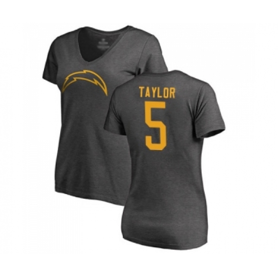 Football Women's Los Angeles Chargers #5 Tyrod Taylor Ash One Color T-Shirt