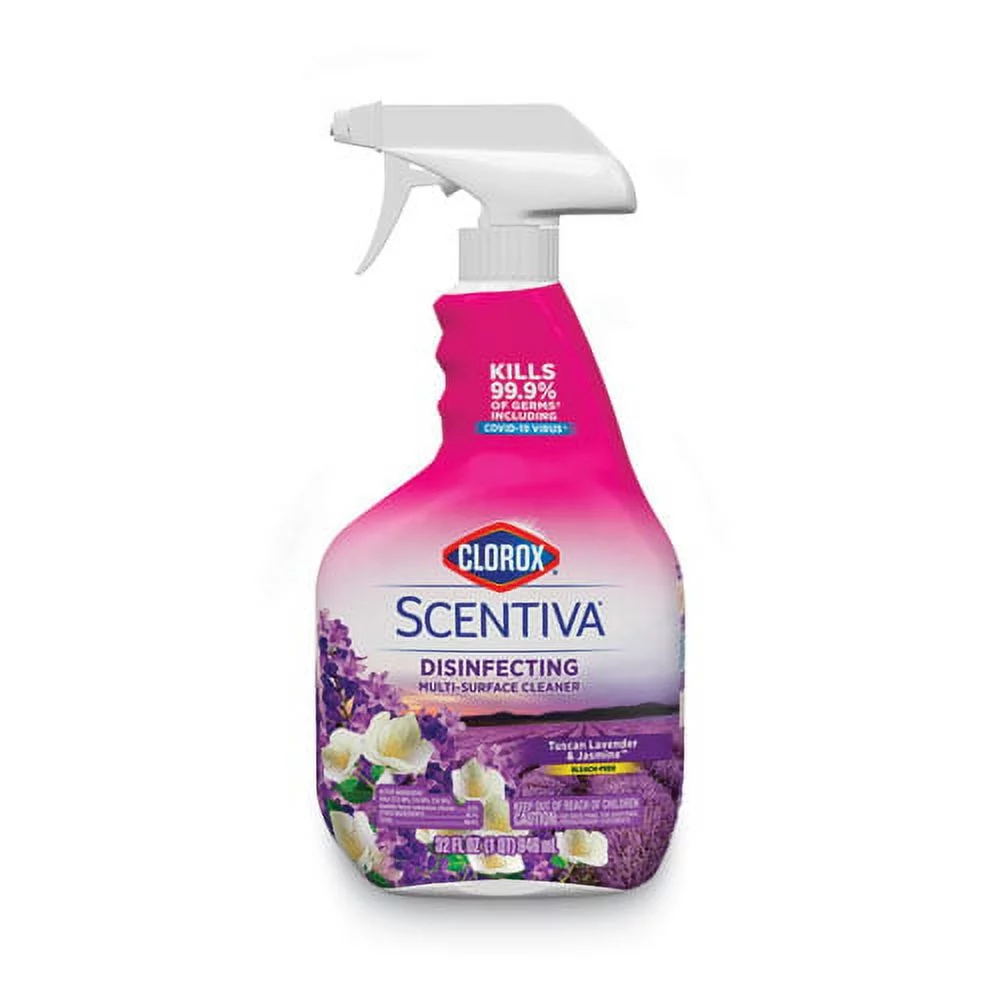 Clorox Scentiva Multi-Surface Cleaner Spray - Spray - 32 fl oz (1 quart) - Tuscan Lavender & Jasmine Scent - 1 Each - Clear | Bundle of 2 Each - Curated Treasures Market