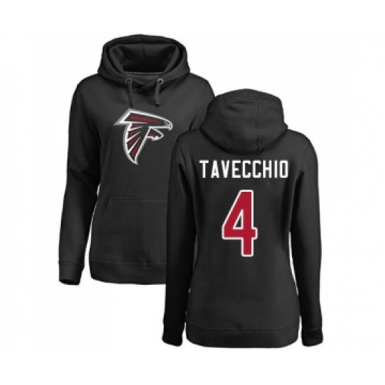Football Women's Atlanta Falcons #4 Giorgio Tavecchio Black Name & Number Logo Pullover Hoodie